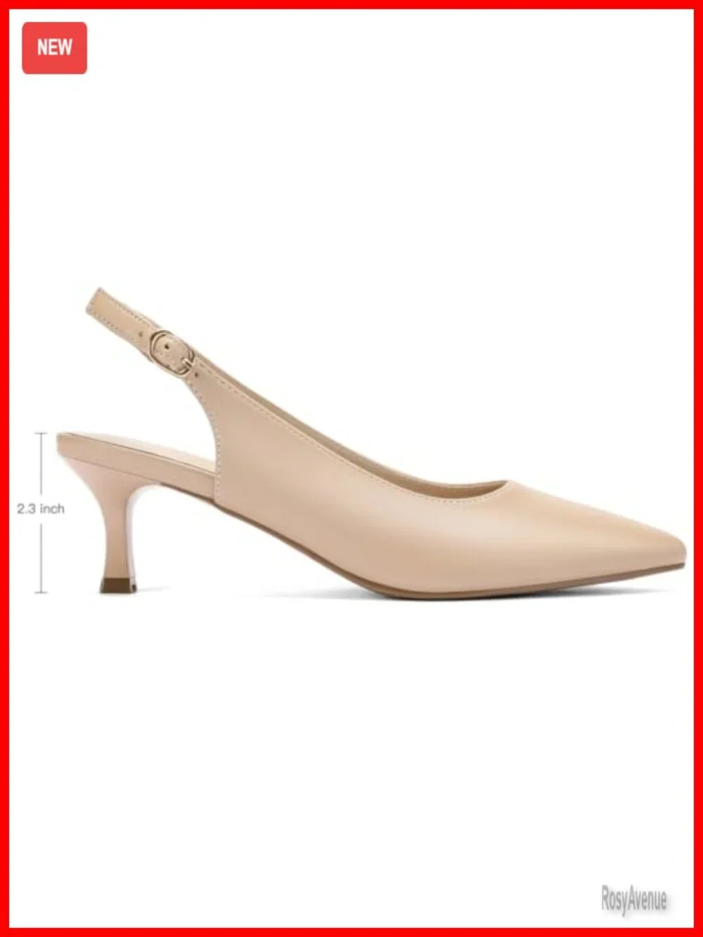 Slingback Kitten Heels Pumps Pointed Toe Low Heel Dress Shoes PU Work Wedding